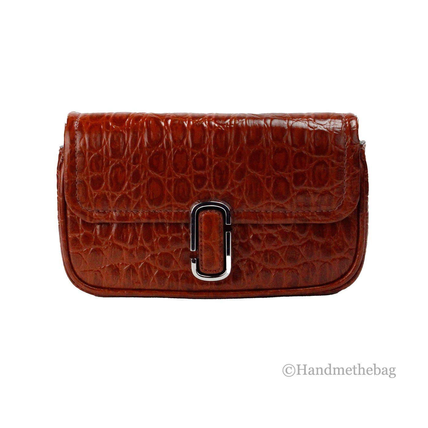 Marc Jacobs The Mini Shoulder Bag Spice Brown Embossed Leather Crossbody Bag - ventzia