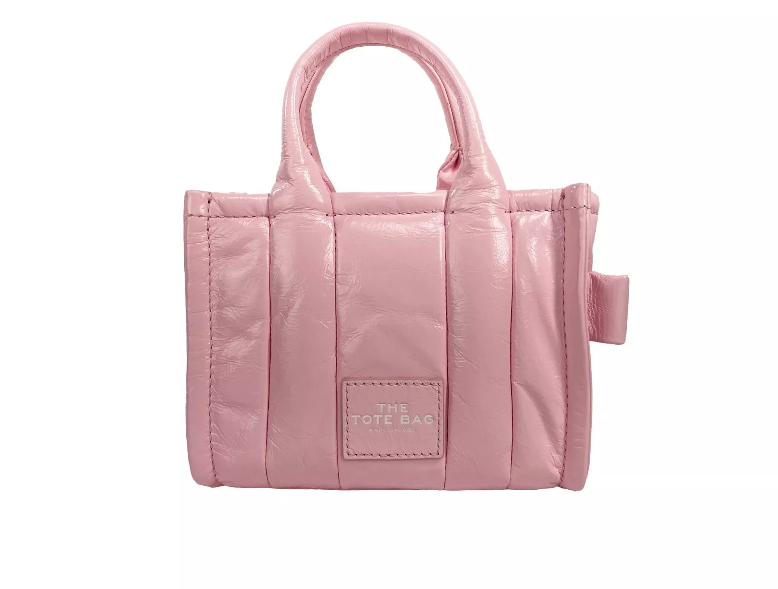 Marc Jacobs The Shiny Crinkle Micro Tote Bubblegum Leather Crossbody - ventzia
