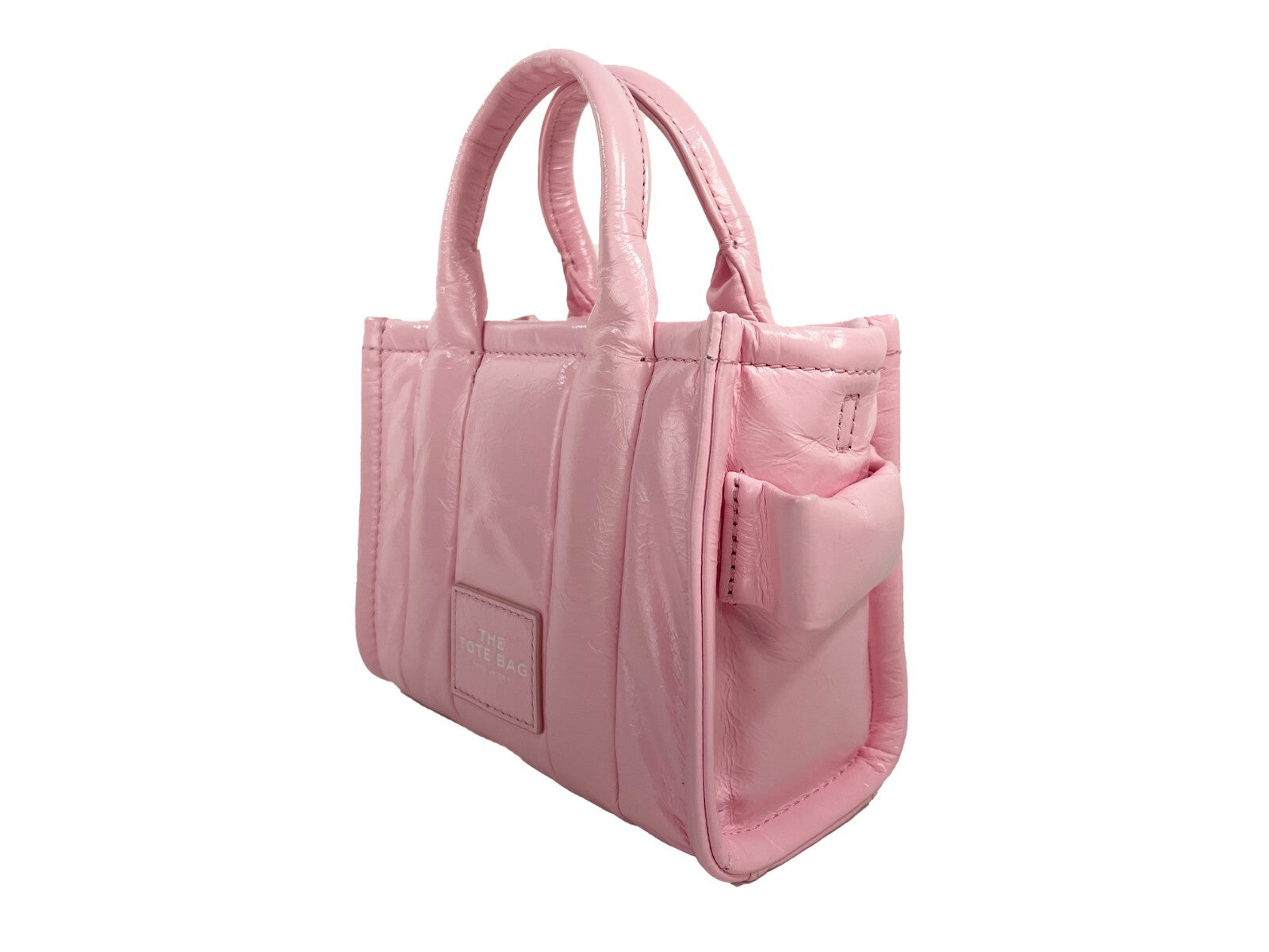 Marc Jacobs The Shiny Crinkle Micro Tote Bubblegum Leather Crossbody - ventzia