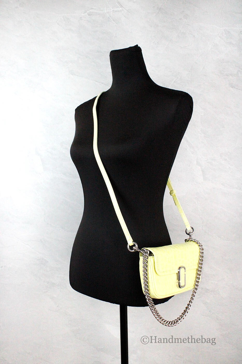 Marc Jacobs The Mini Shoulder Bag Yellow Embossed Leather Crossbody Bag - ventzia
