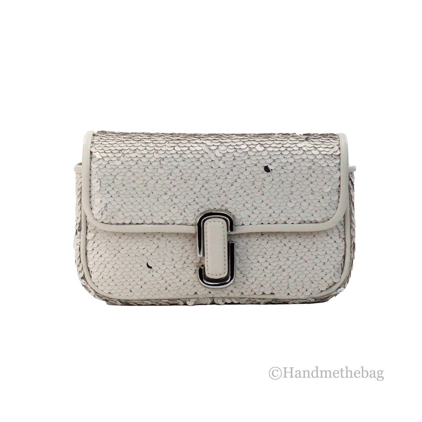 Marc Jacobs The Mini J Marc Shoulder Bag Cream Sequined Crossbody Bag - ventzia