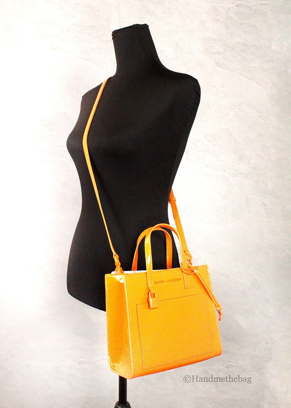 Marc Jacobs Mini Grind Scorched Patent Leather Crossbody Tote Bag Purse - ventzia