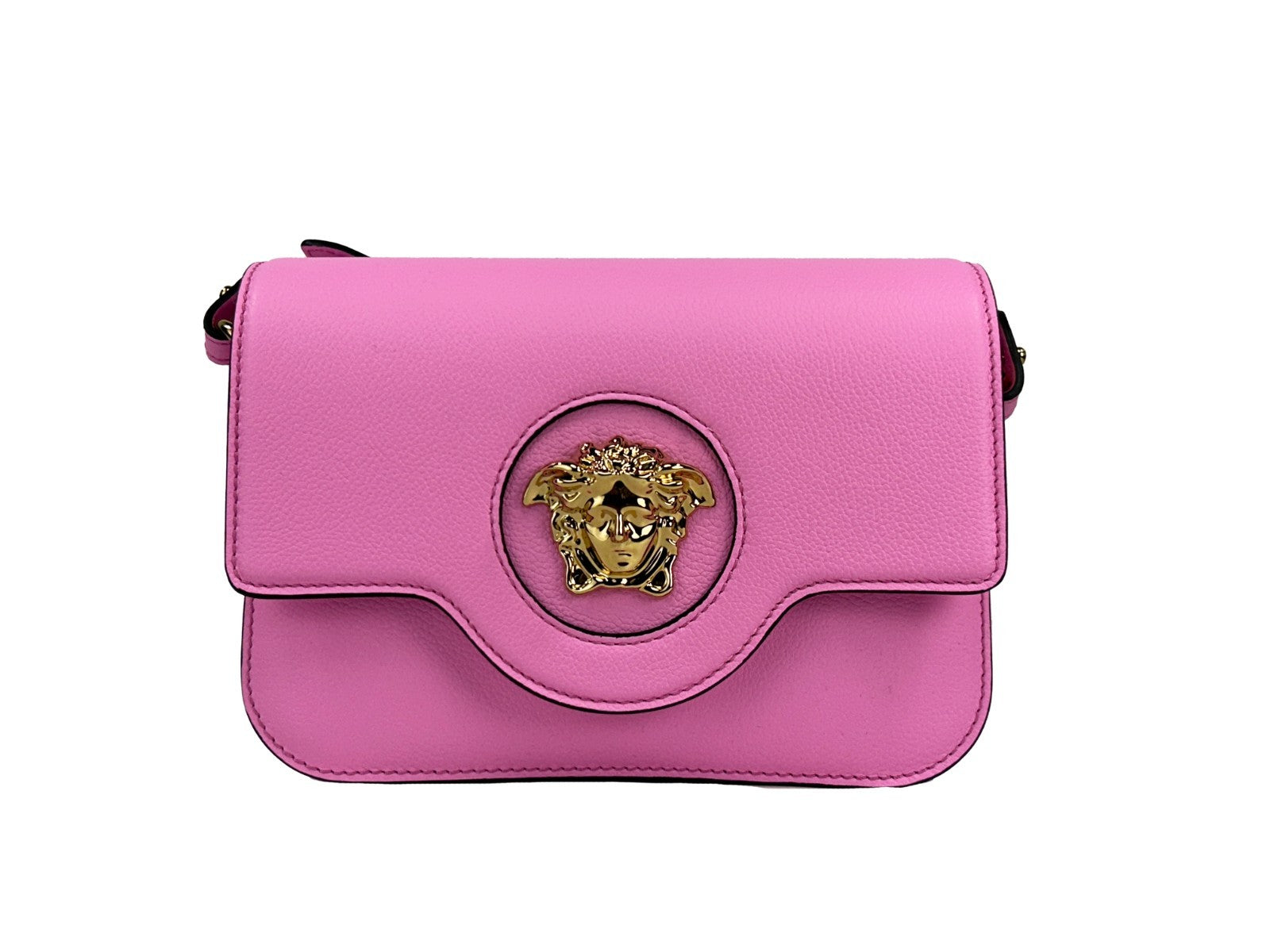 Versace La Medusa Pink Leather Shoulder Crossbody Bag Purse - ventzia