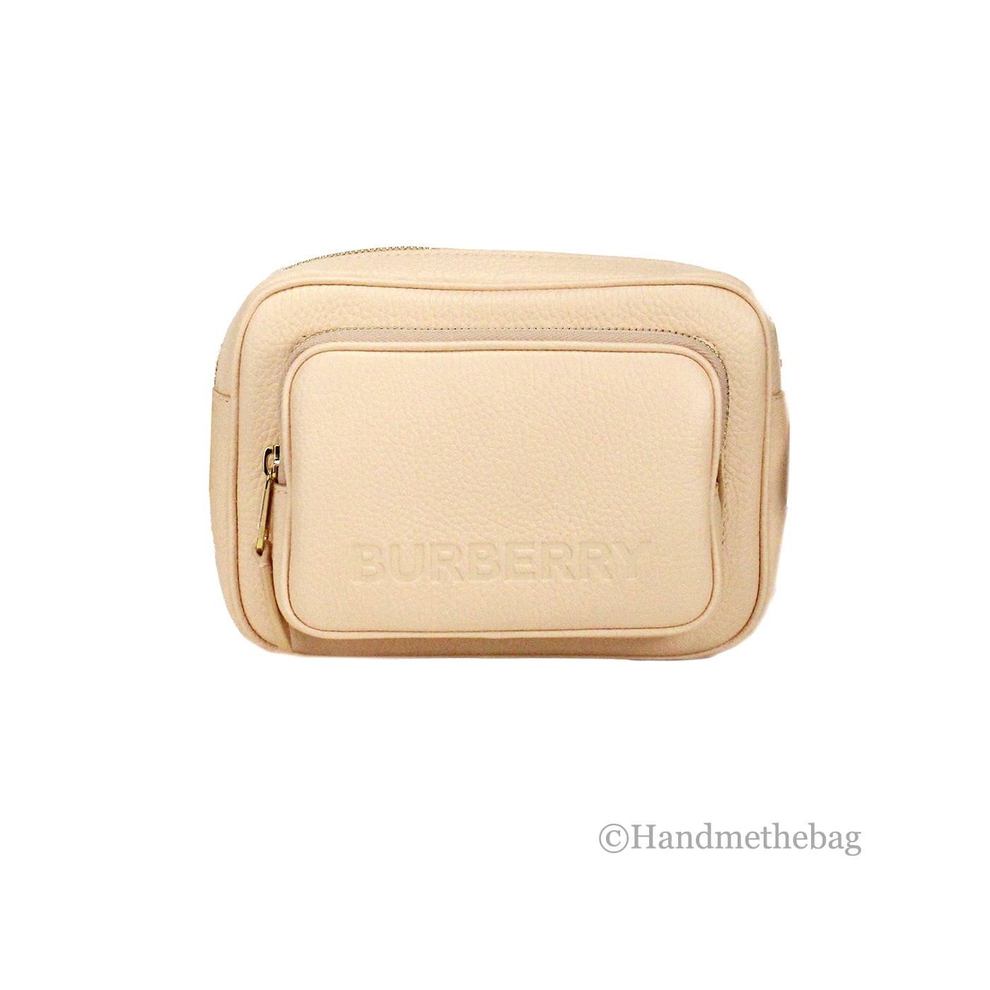 Burberry Small Branded Peach Pink Grainy Leather Camera Crossbody Bag - ventzia
