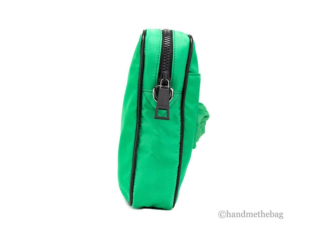 Versace Small Bright Green Nylon Fabric Medusa Crossbody Messenger Bag Purse - ventzia