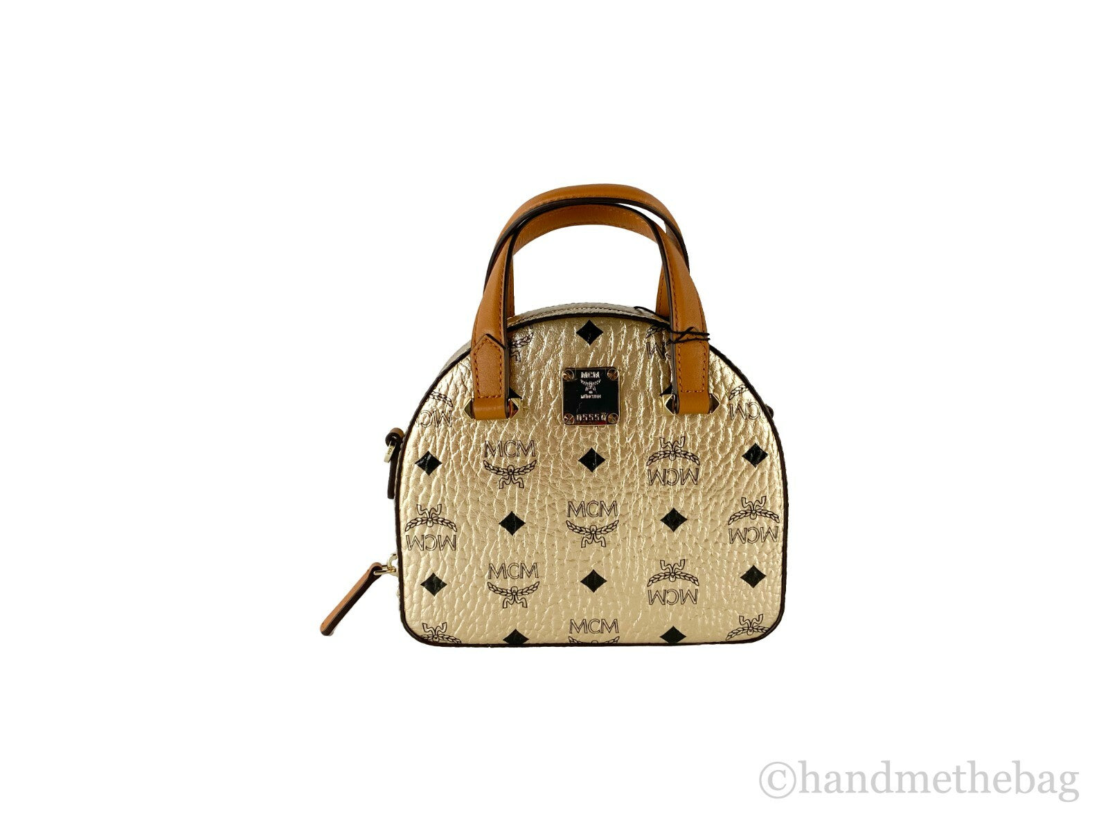 MCM Half Moon Mini Round Top Tote Crossbody Bag - ventzia