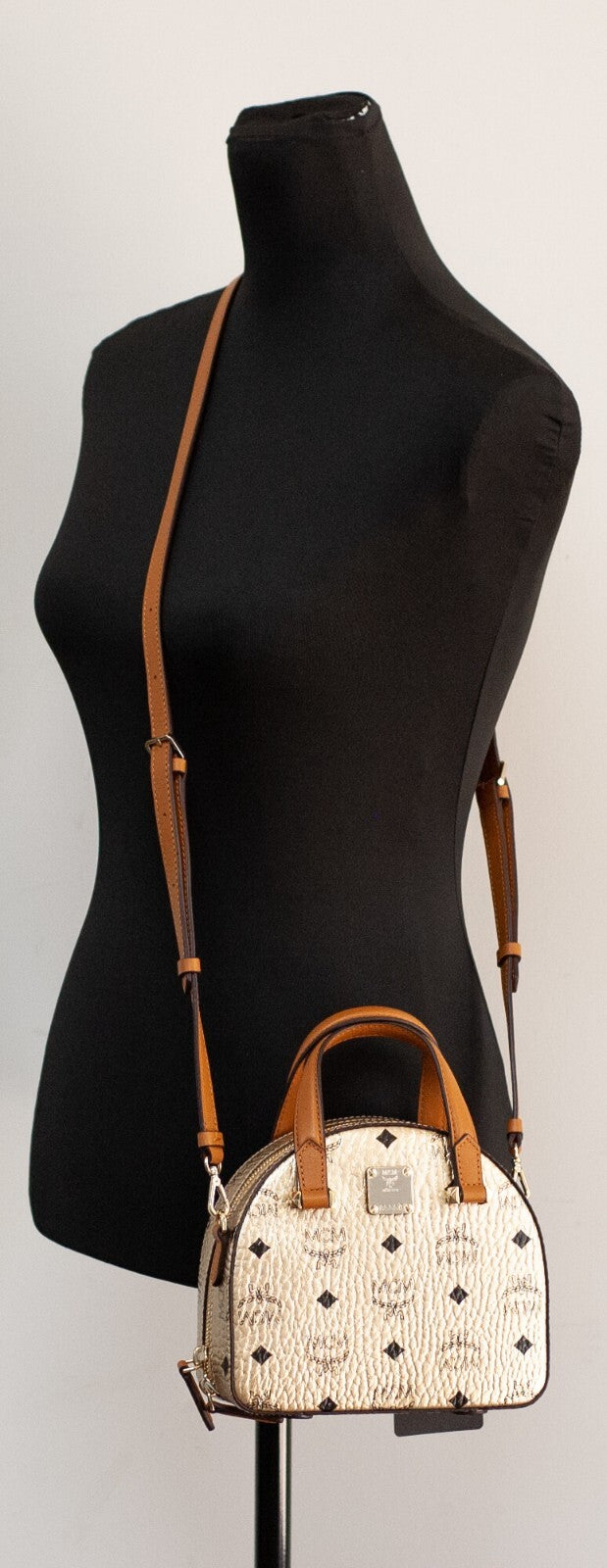MCM Half Moon Mini Round Top Tote Crossbody Bag - ventzia