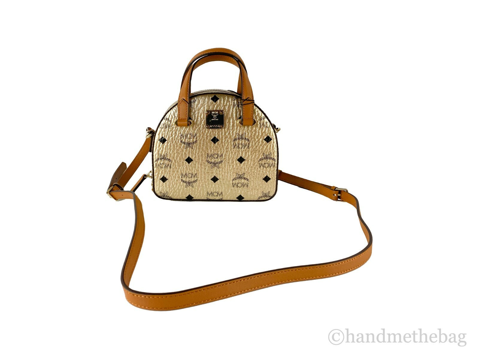 MCM Half Moon Mini Round Top Tote Crossbody Bag - ventzia