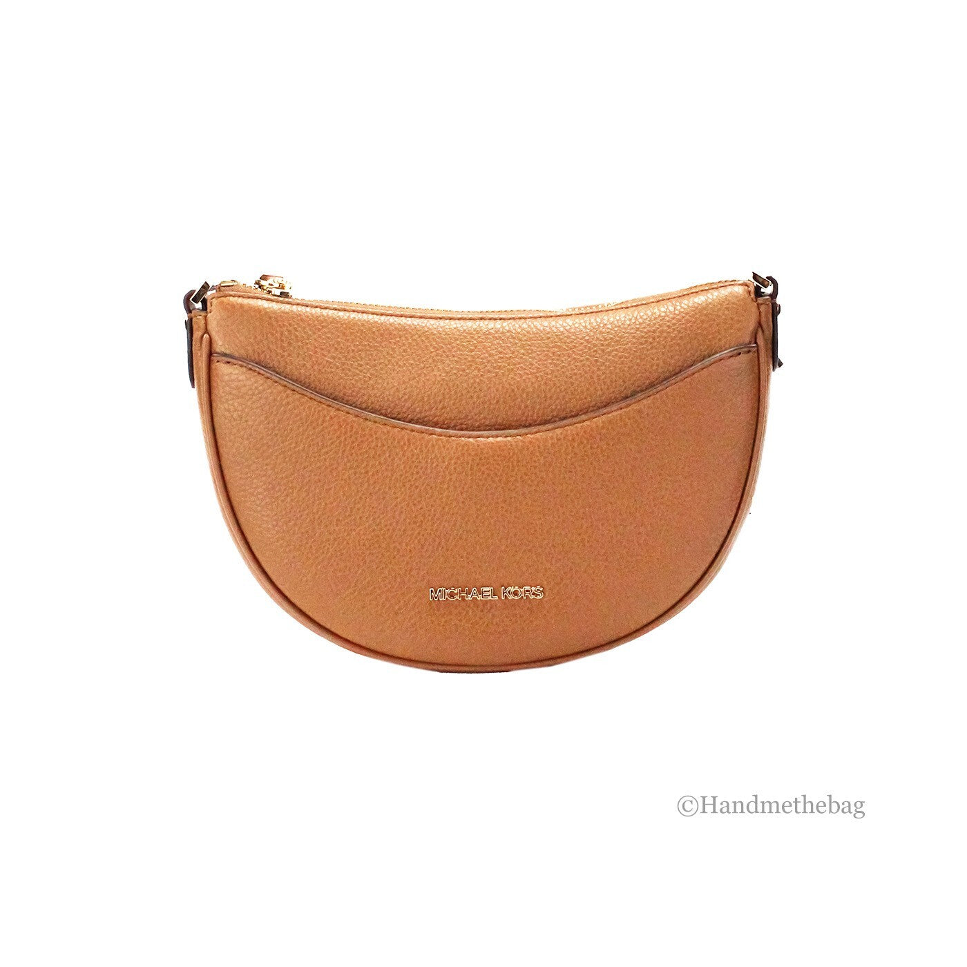Michael Kors Dover Small Luggage Pebbled Leather Half Moon Crossbody Bag Purse - ventzia