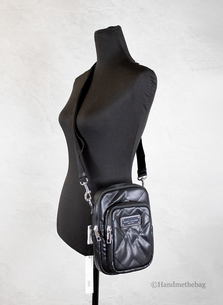 Marc Jacobs Pillow Small Black Quilted Smooth Leather Crossbody Handbag Purse - ventzia