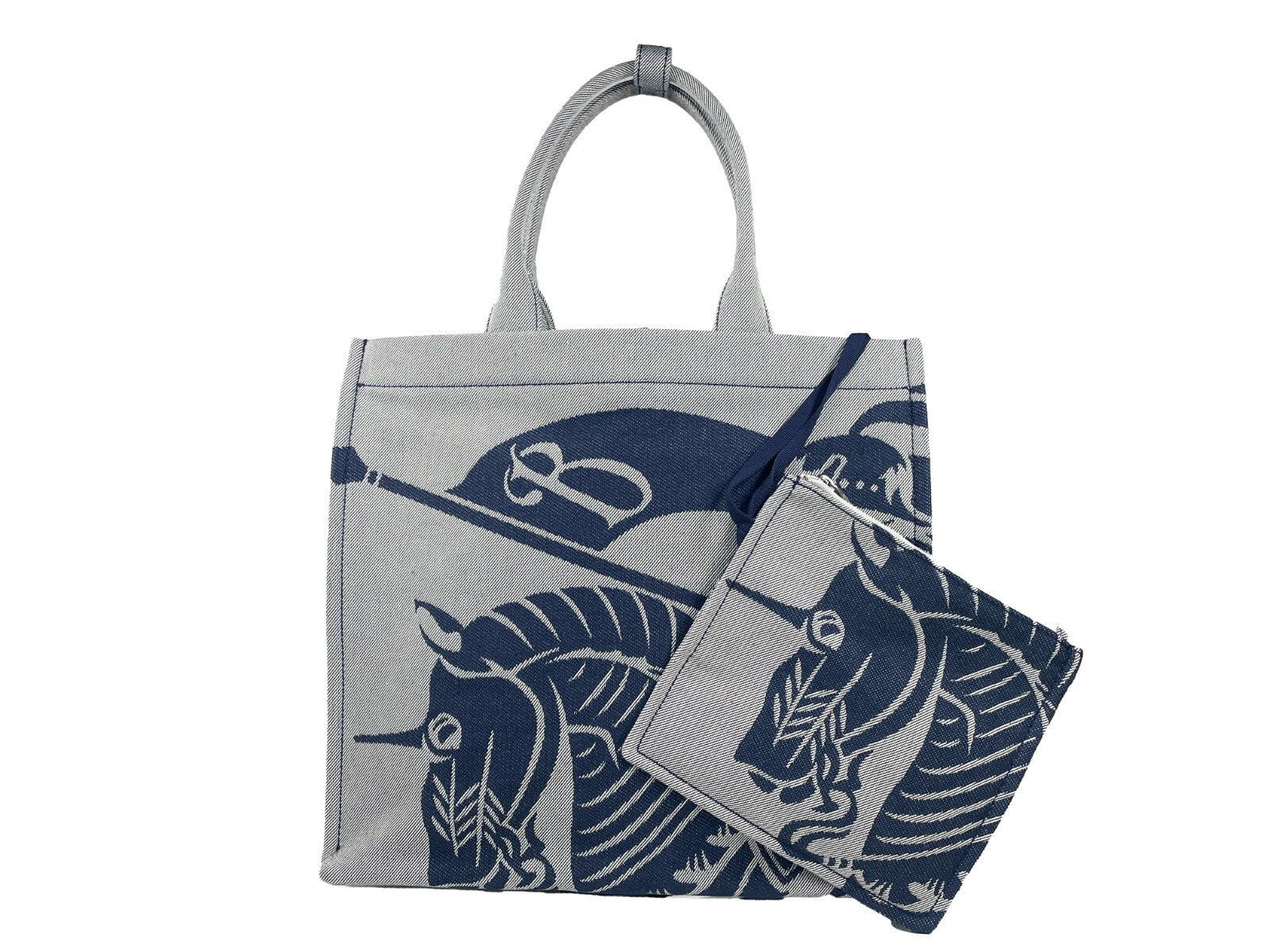 Burberry Navy EKD Canvas Tote Bag With Coin Pouch - ventzia