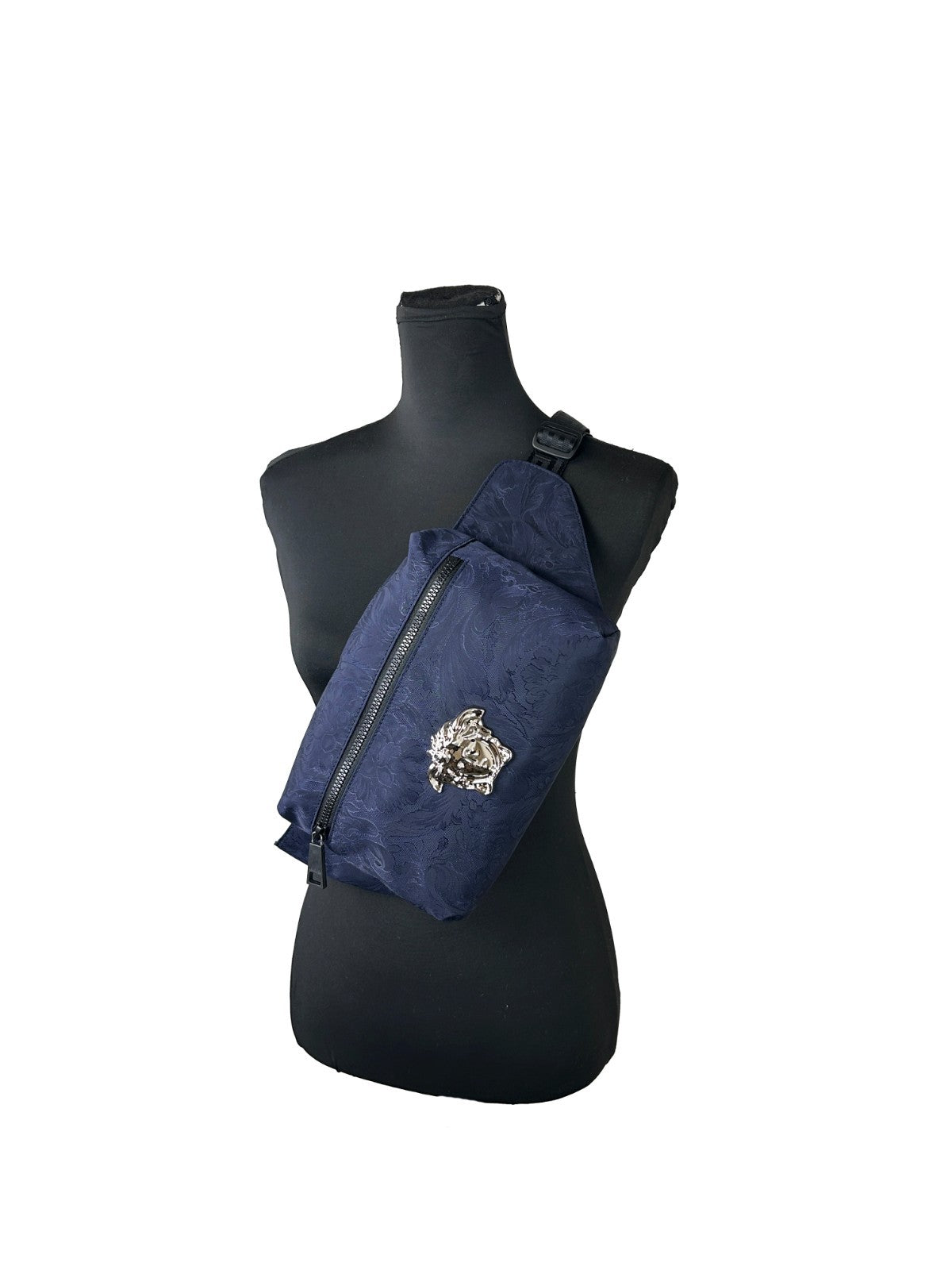 Versace Medusa Navy Nylon Belt Bag Waist Fanny Pack Purse - ventzia