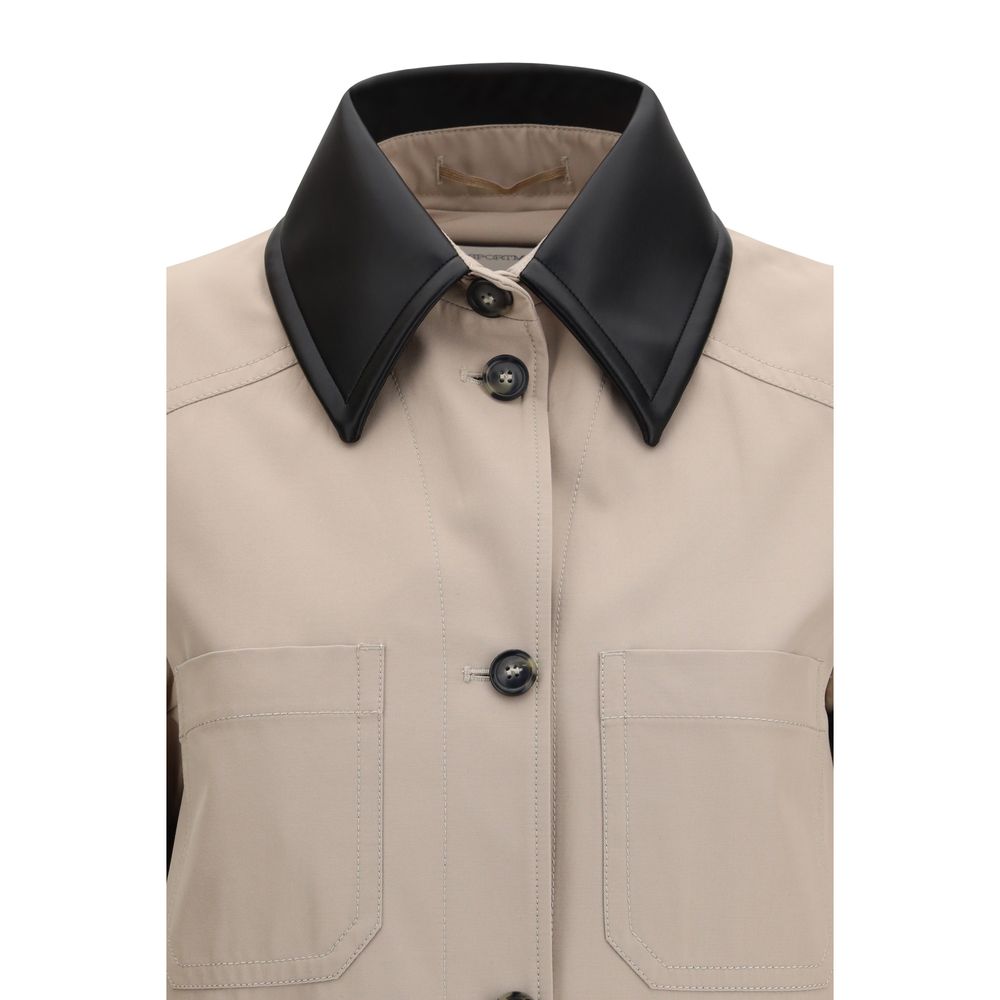Beige Polyester Trench Coat - ventzia