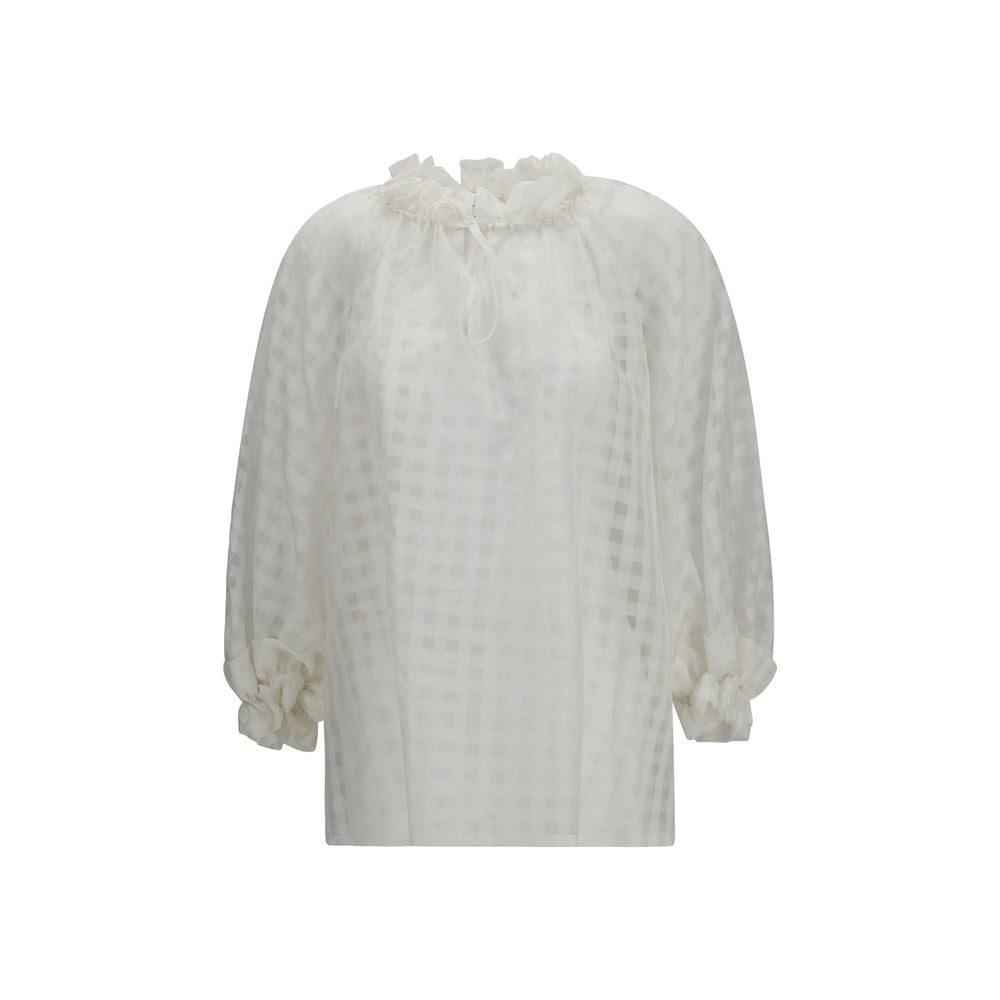 White Cotton Pattern Shirt - ventzia