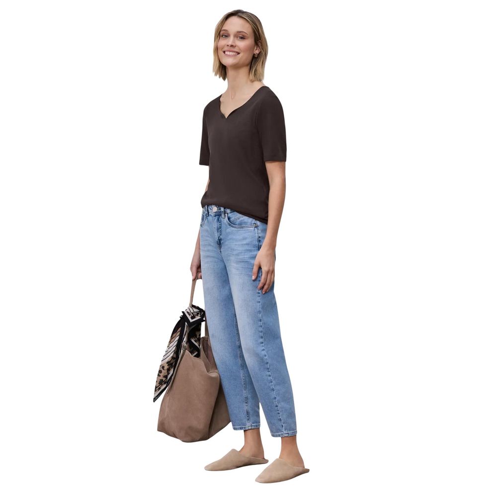Brown Cotton Long Sleeve T-Shirt - ventzia