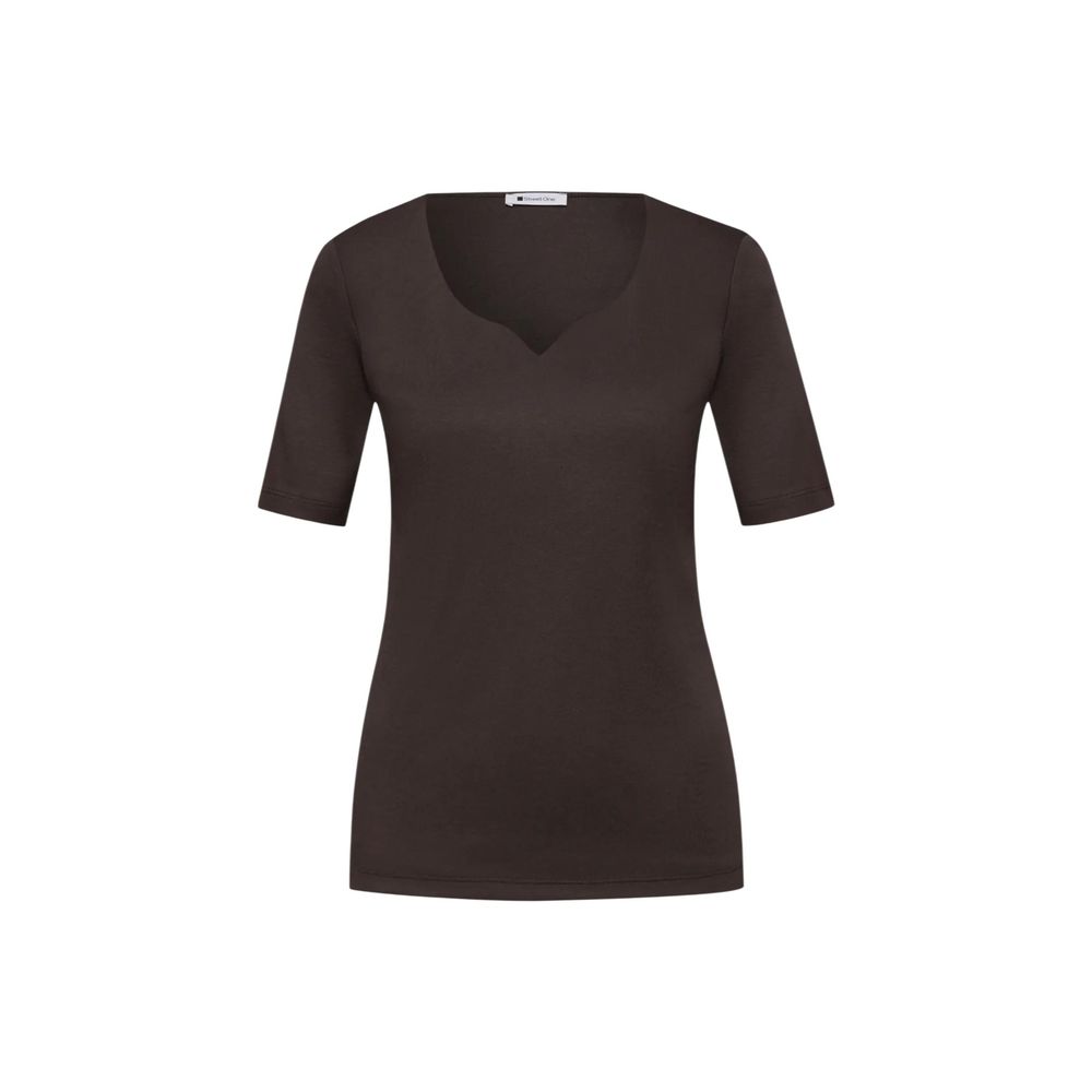 Brown Cotton Long Sleeve T-Shirt - ventzia
