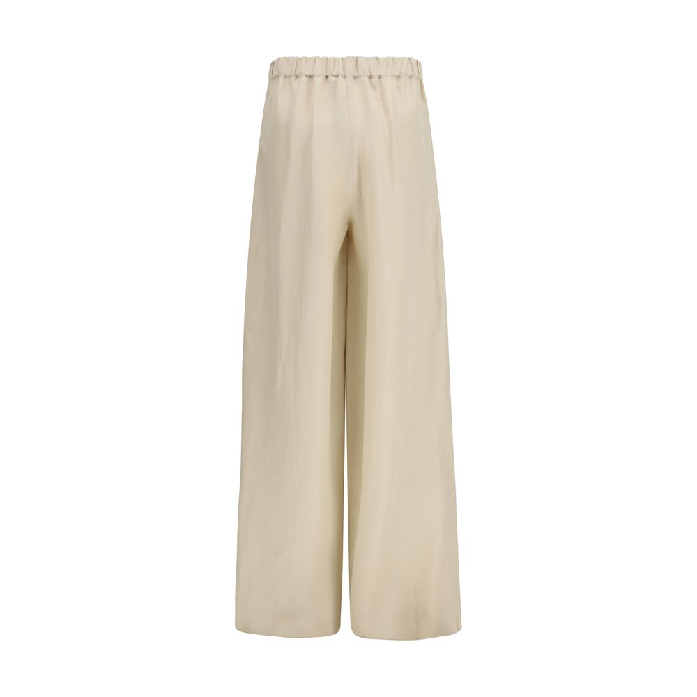 Beige Linen Casual Pants - ventzia