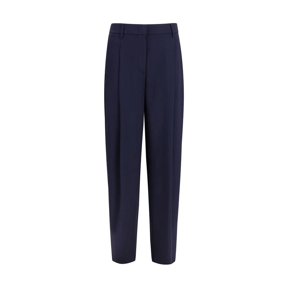 Blue Silk Casual Pants - ventzia