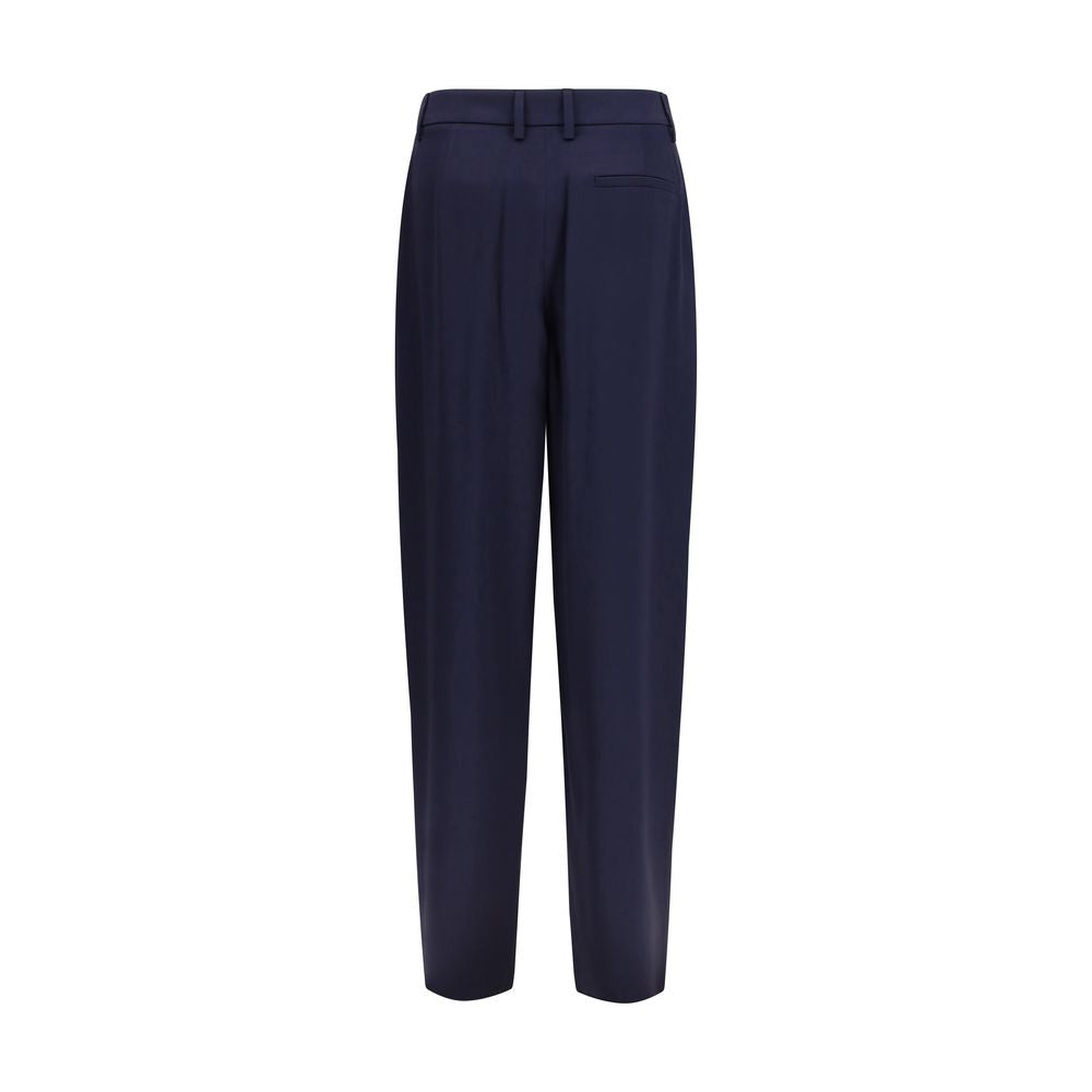 Blue Silk Casual Pants - ventzia