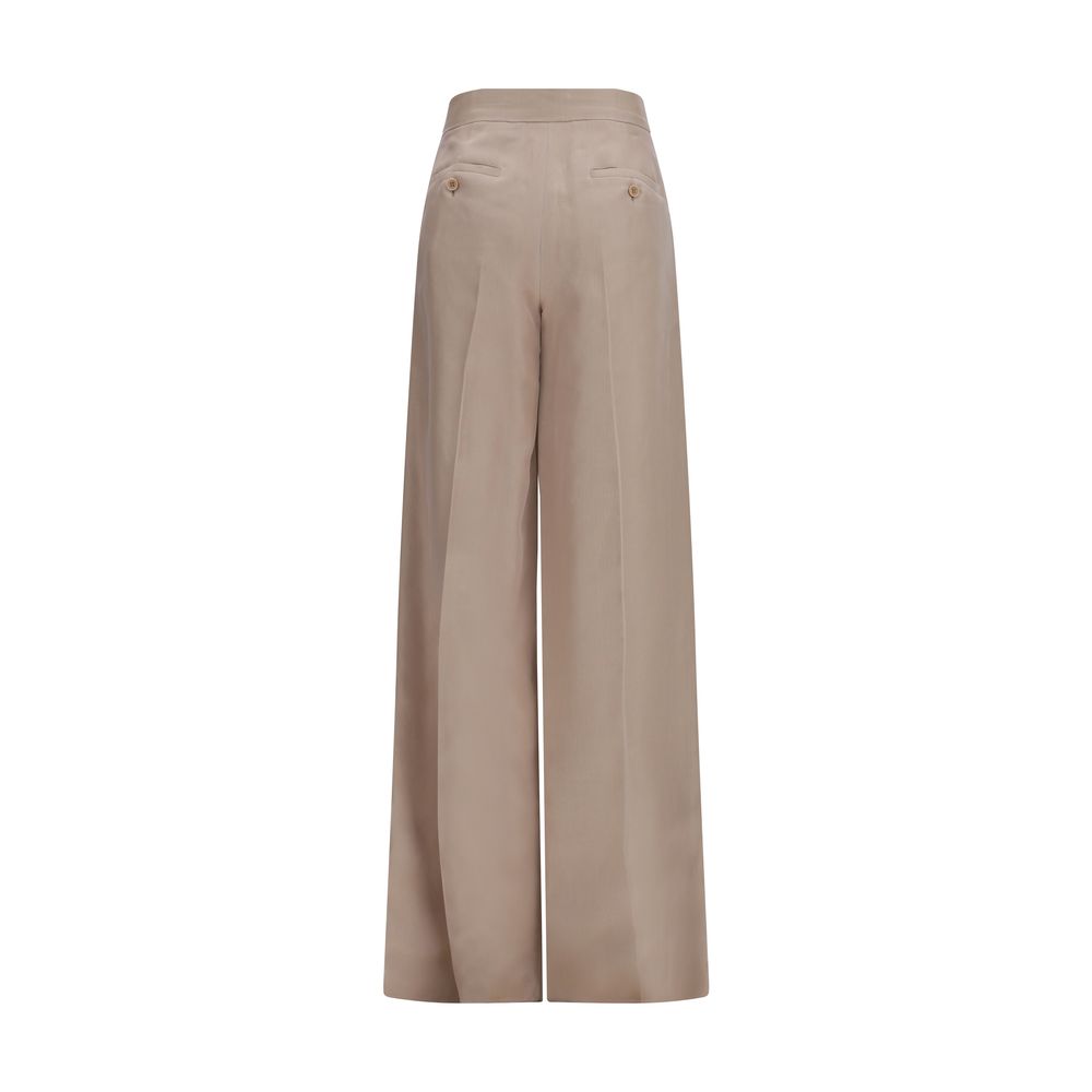 Beige Silk Casual Pants - ventzia