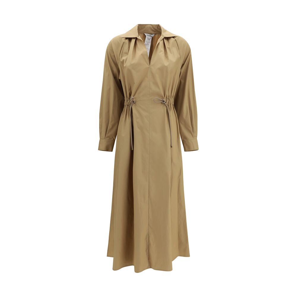 Beige Cotton Casual Dress - ventzia