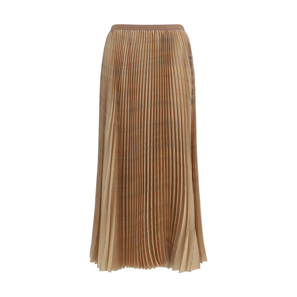 Beige Polyester Midi Skirt - ventzia
