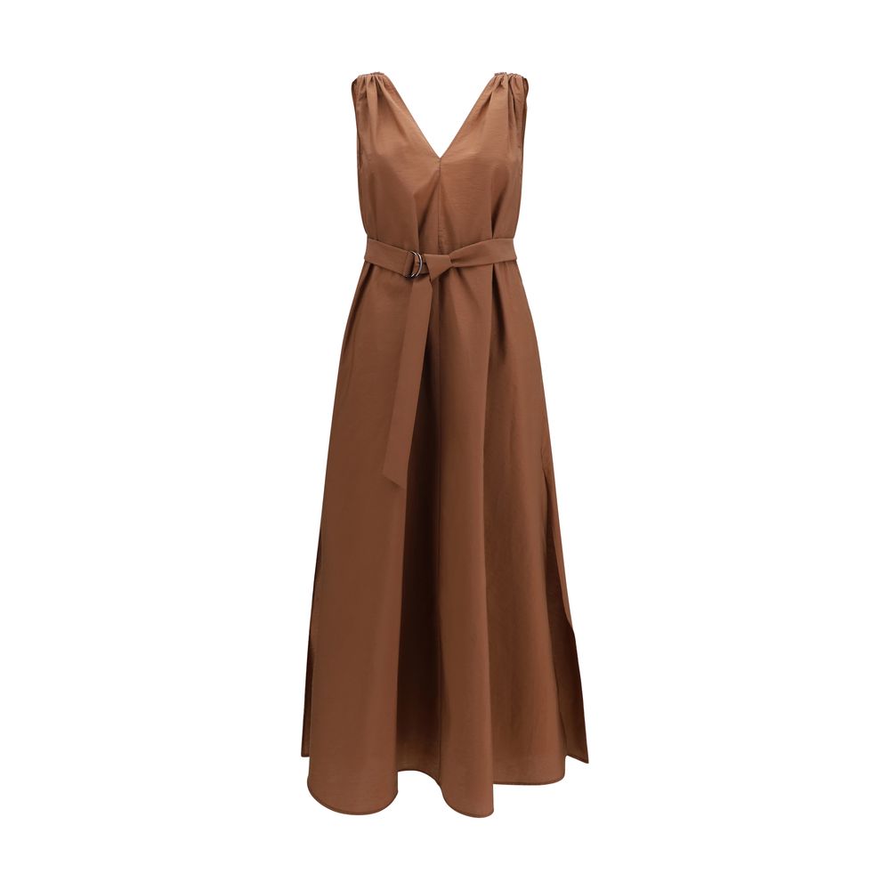 Brown Polyamide Casual Dress - ventzia