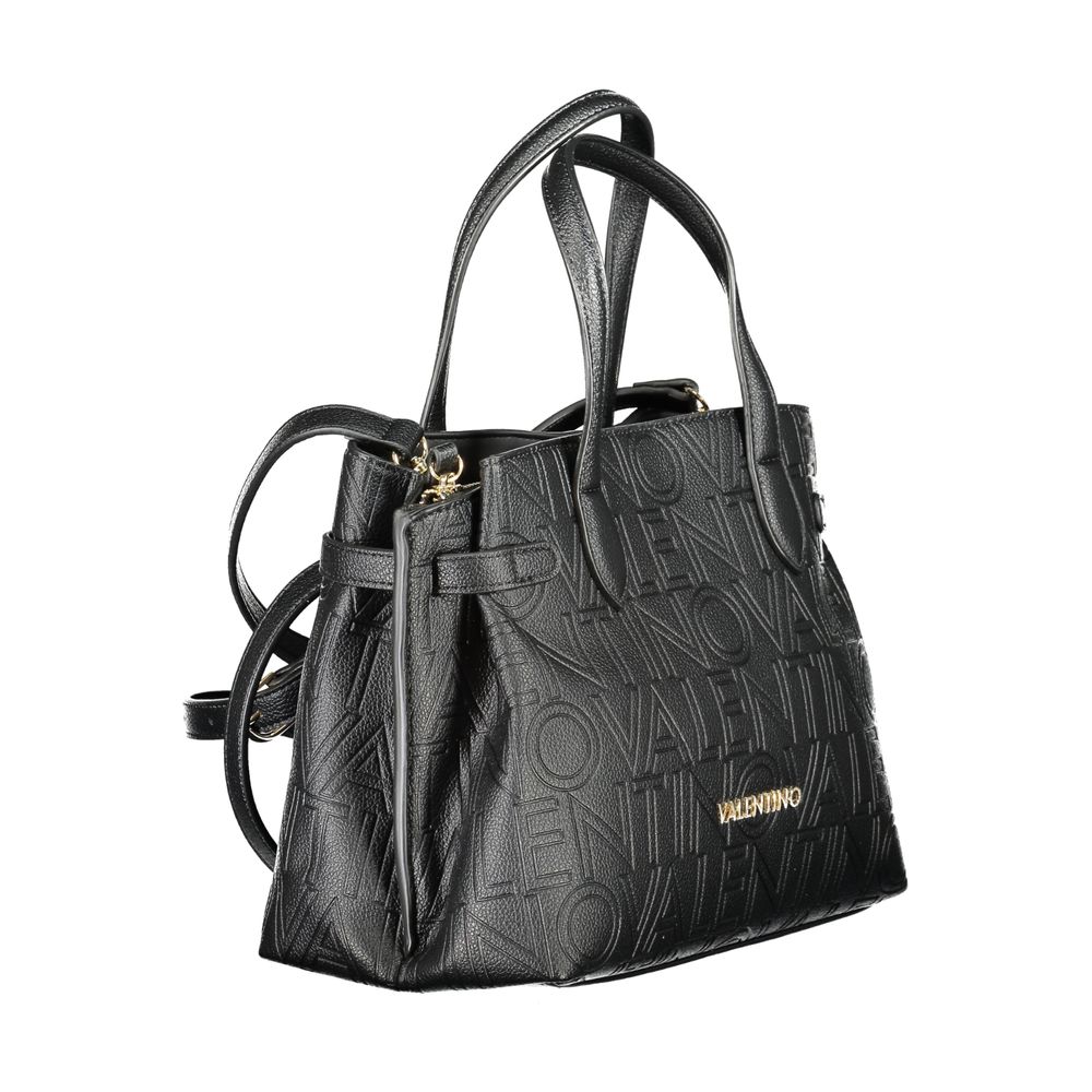 Black Polyurethane Women Handbag - ventzia