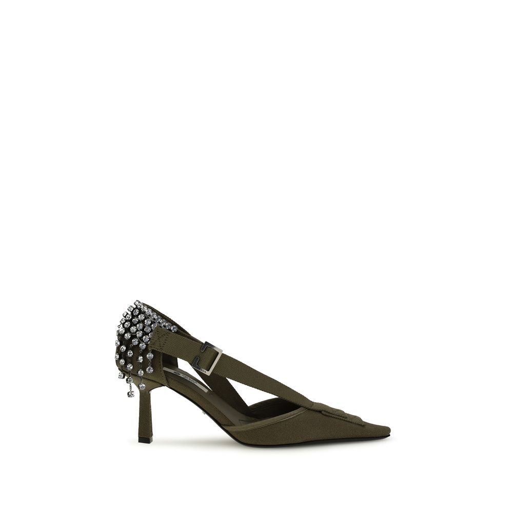 Bicolor Cotton High Heel Pumps - ventzia