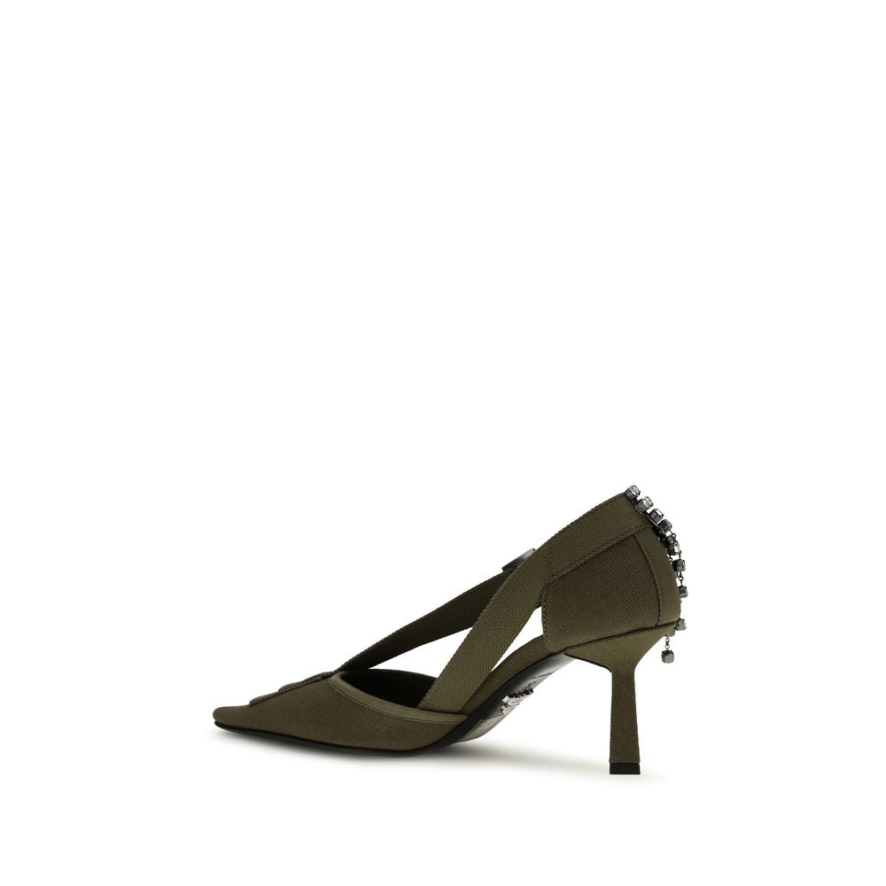 Bicolor Cotton High Heel Pumps - ventzia