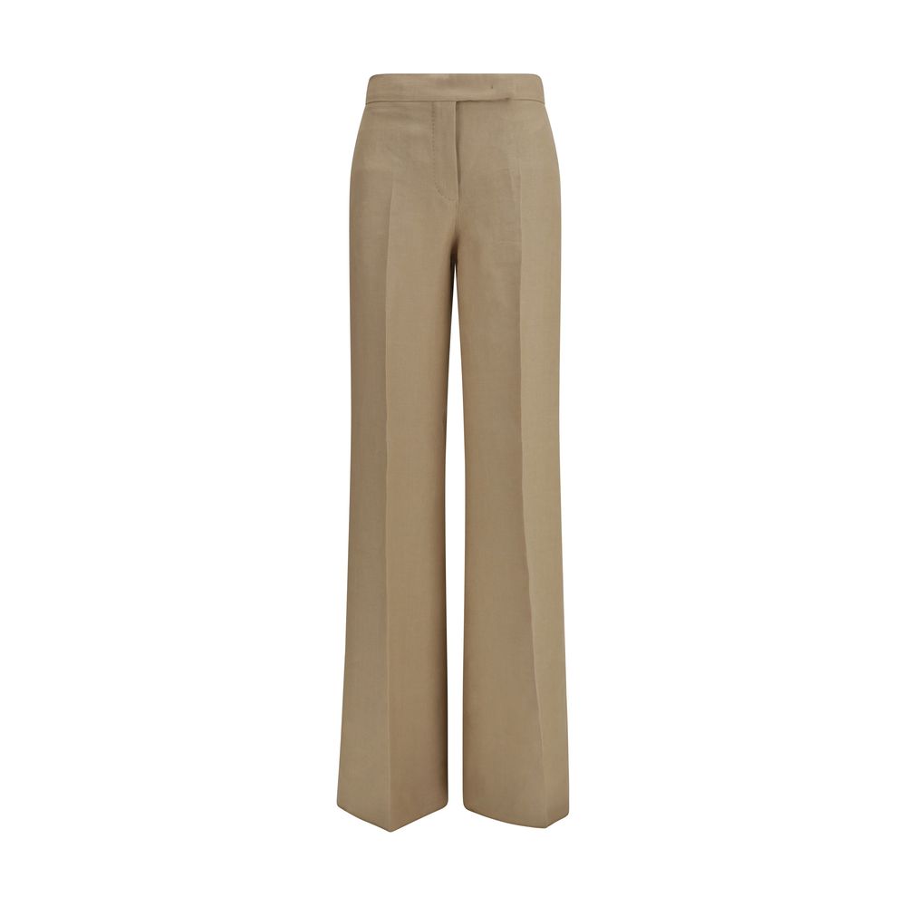 Beige Linen Casual Pants