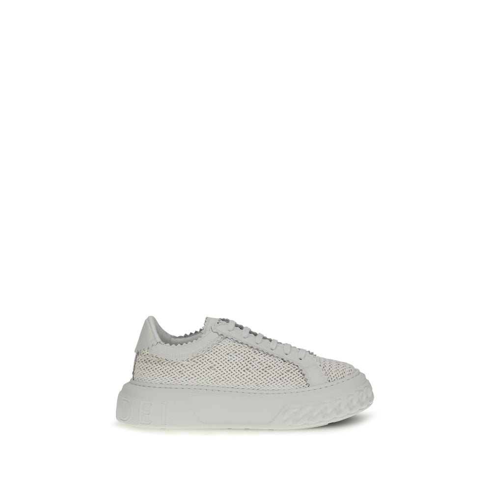 White Calf Leather Bos Taurus Chunky Sneakers - ventzia