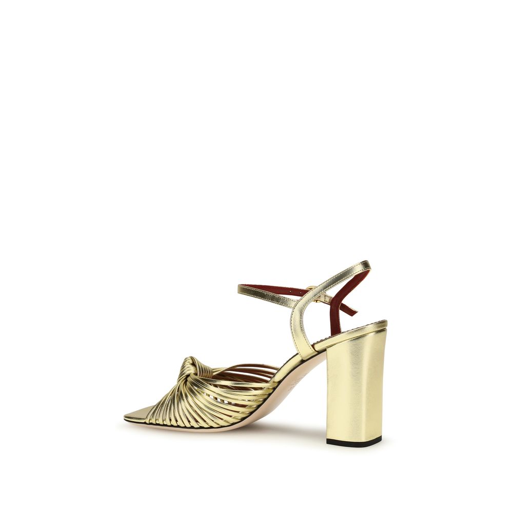 Gold Calf Leather Bos Taurus Platform Sandals - ventzia