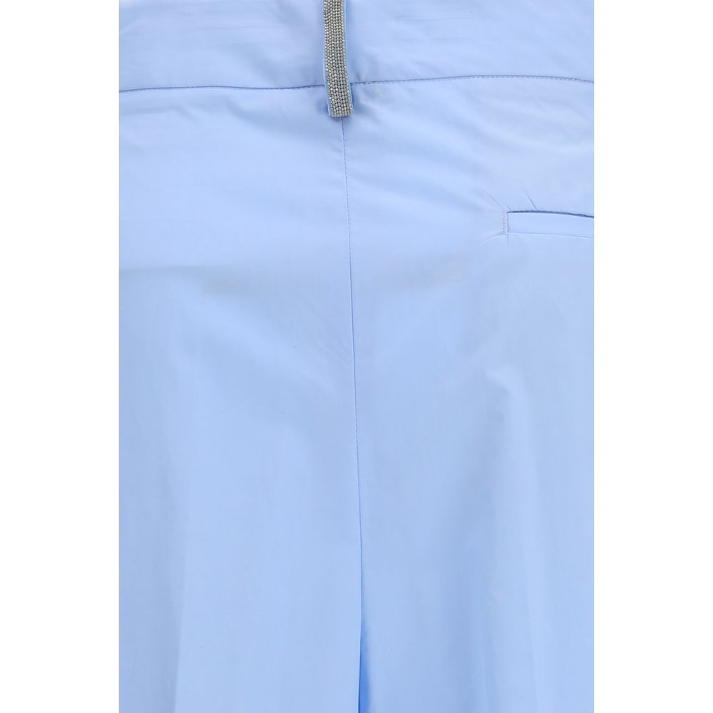 Blue Cotton Casual Pants - ventzia