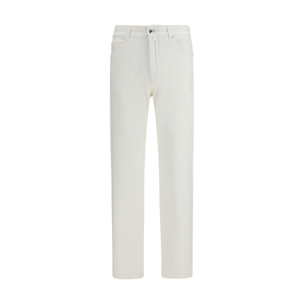 White Cotton Straight-Leg Jeans - ventzia