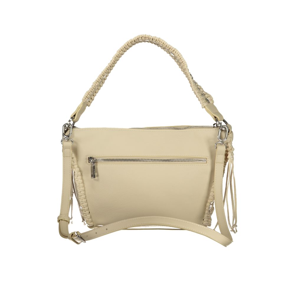 Beige Polyurethane Women Handbag - ventzia