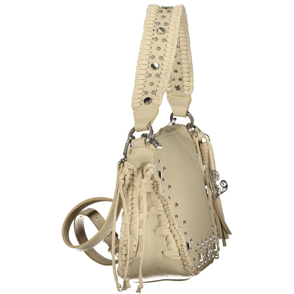 Beige Polyurethane Women Handbag - ventzia