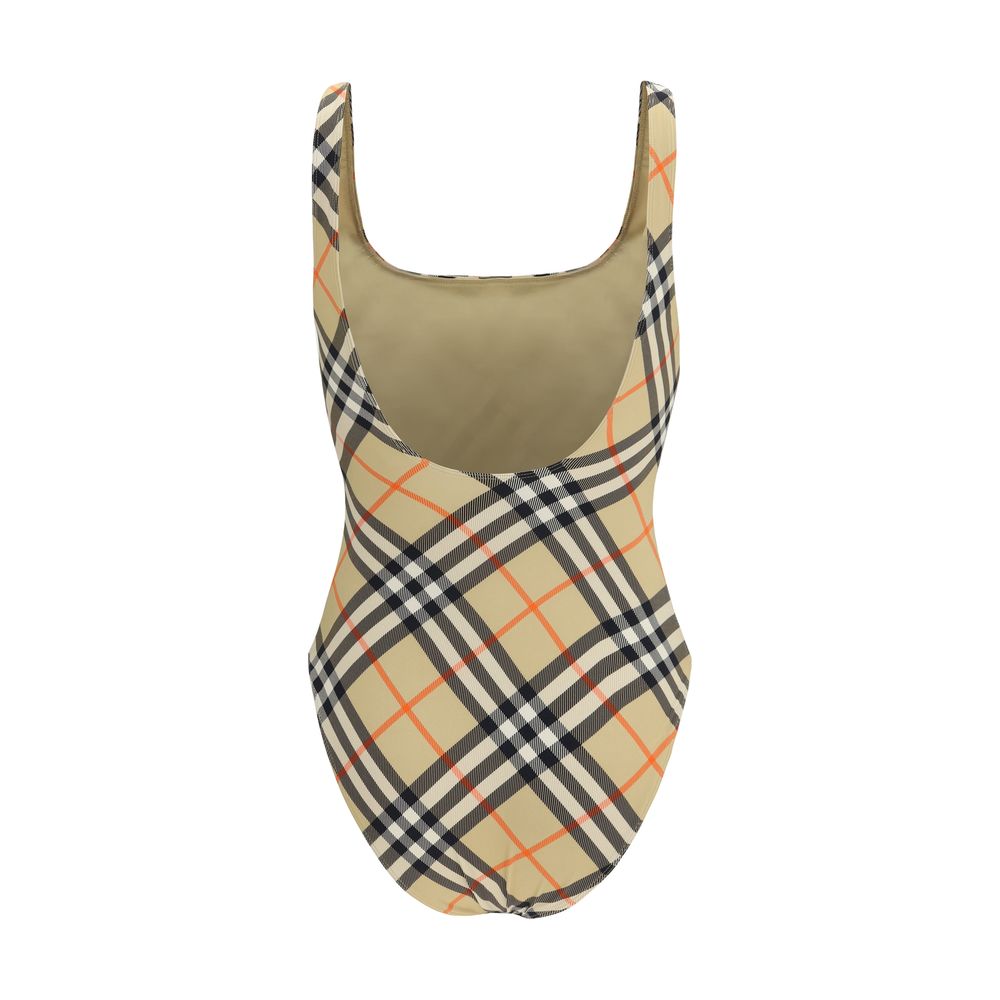 Beige Polyamide One-Piece Swimsuit - ventzia
