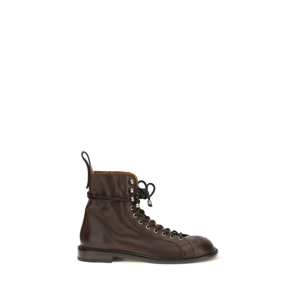 Black Calf Leather Bos Taurus Lace-Up Boots - ventzia