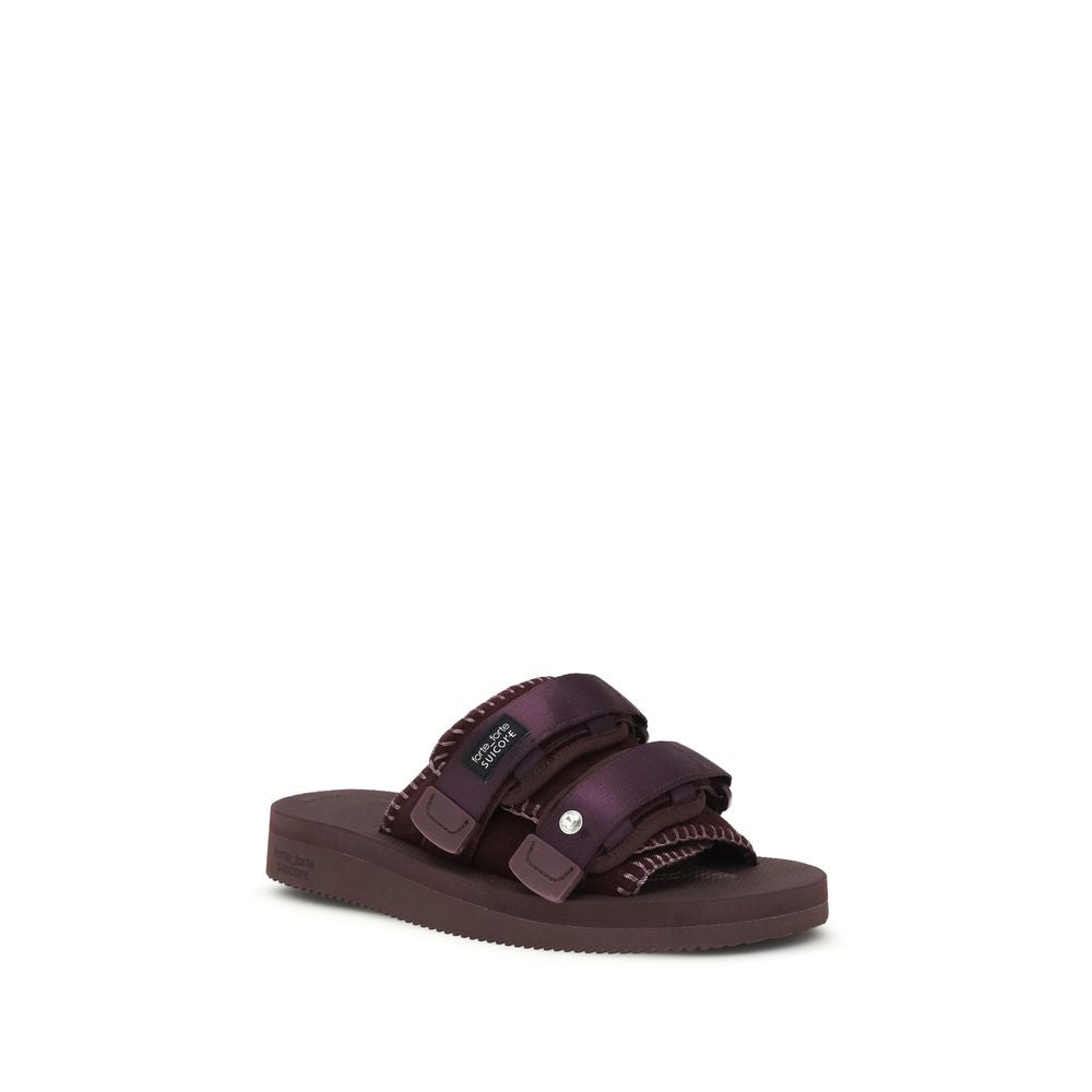 Black Polyester Flat Sandals - ventzia