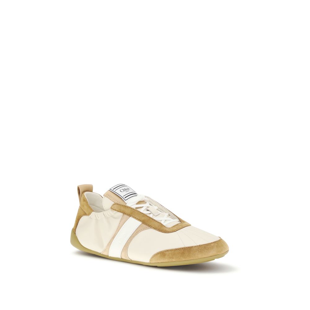 Beige Goatskin Athletic Sneakers - ventzia