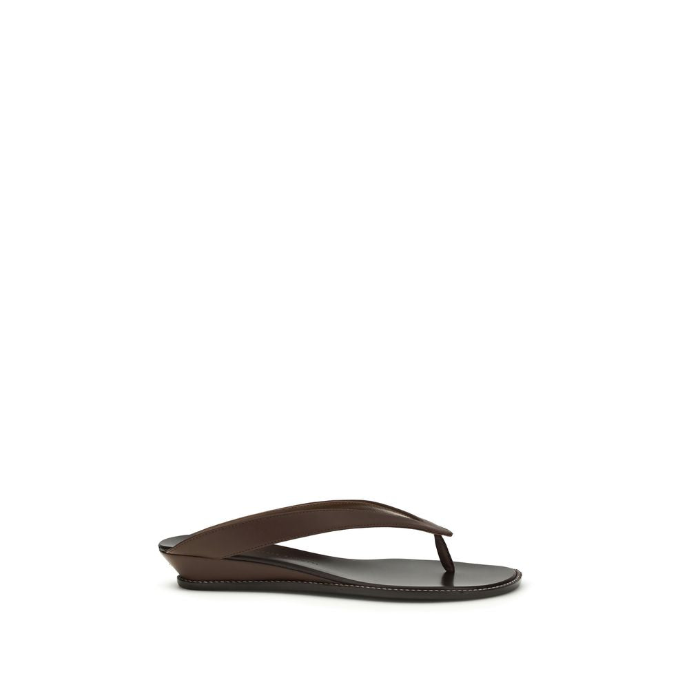 Brown Calf Leather Bos Taurus Platform Sandals - ventzia