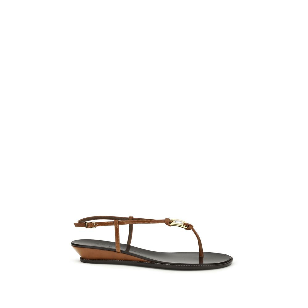 Brown Calf Leather Bos Taurus Wedge Sandals - ventzia