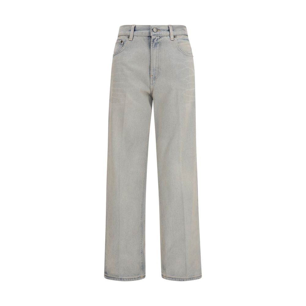 Blue Cotton Relaxed Fit Jeans - ventzia