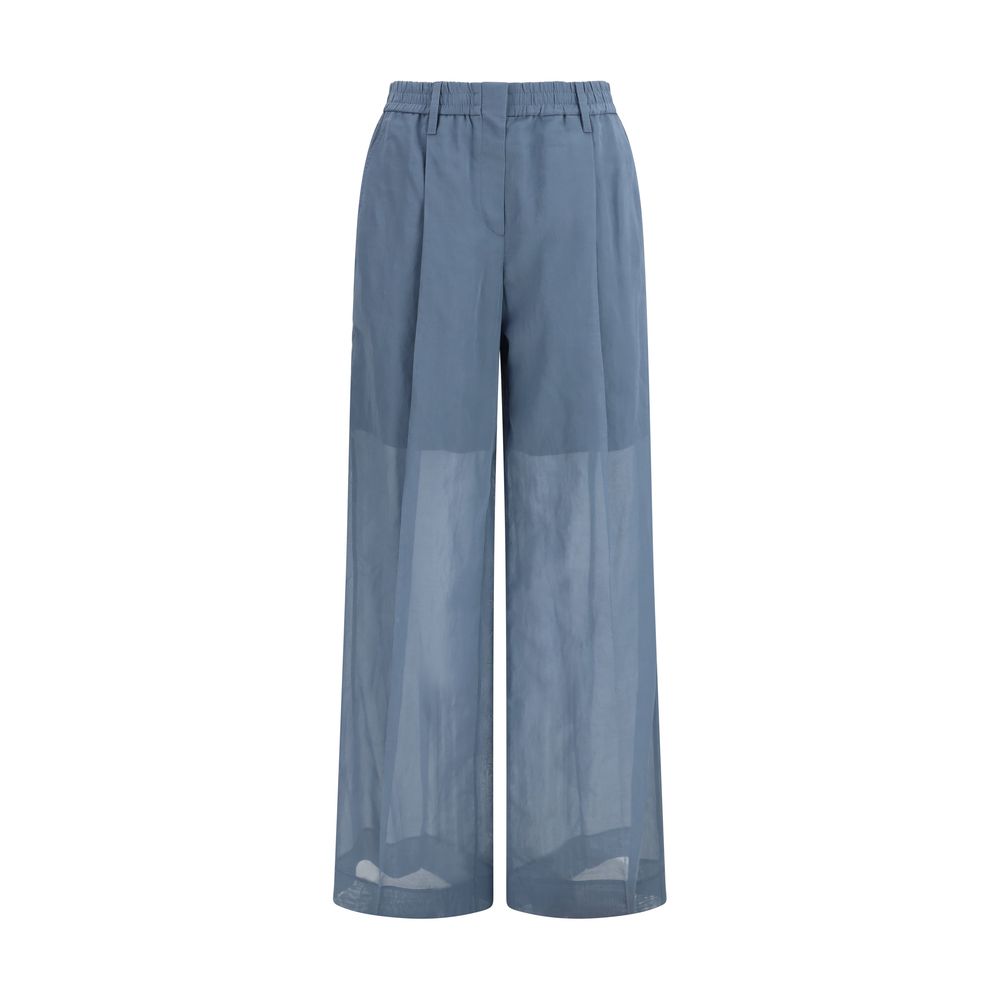 Blue Cotton Casual Pants - ventzia