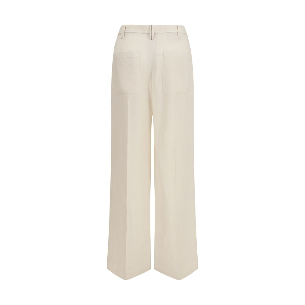 Beige Viscose Casual Pants - ventzia