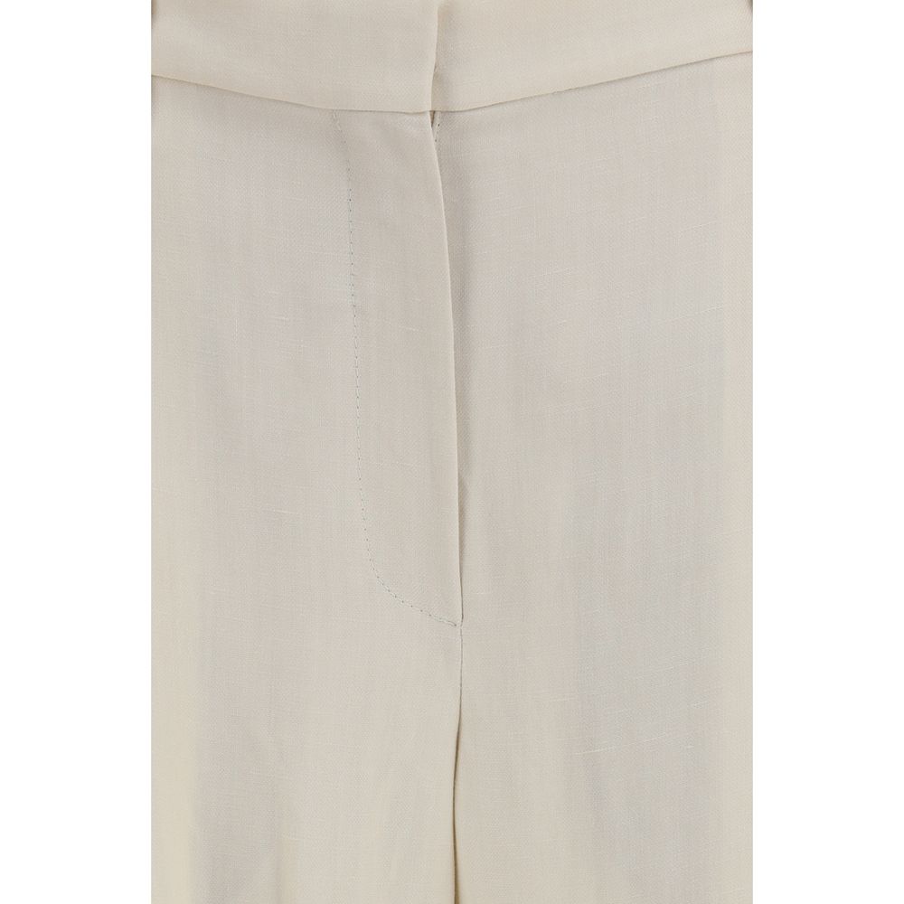 Beige Viscose Casual Pants - ventzia