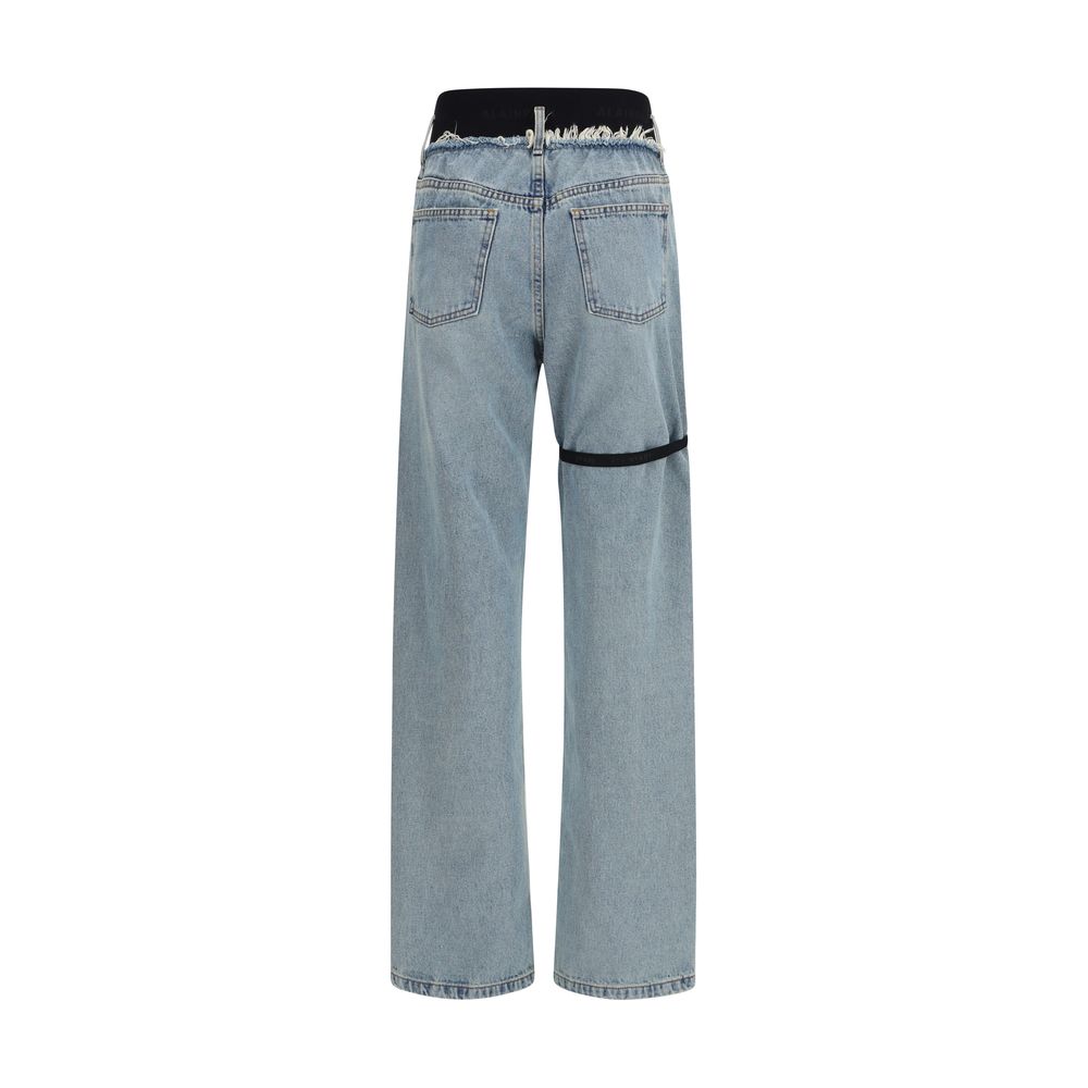Blue Cotton High-Waisted Jean - ventzia