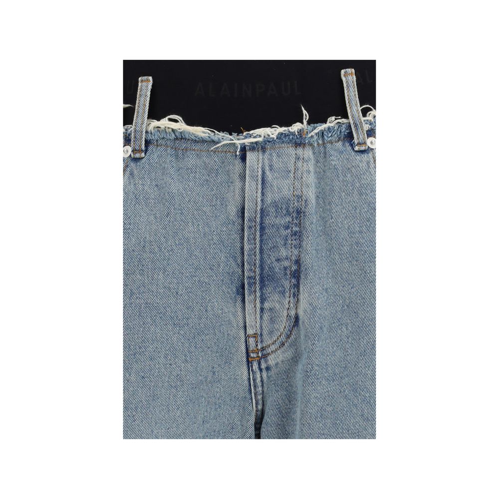 Blue Cotton High-Waisted Jean - ventzia