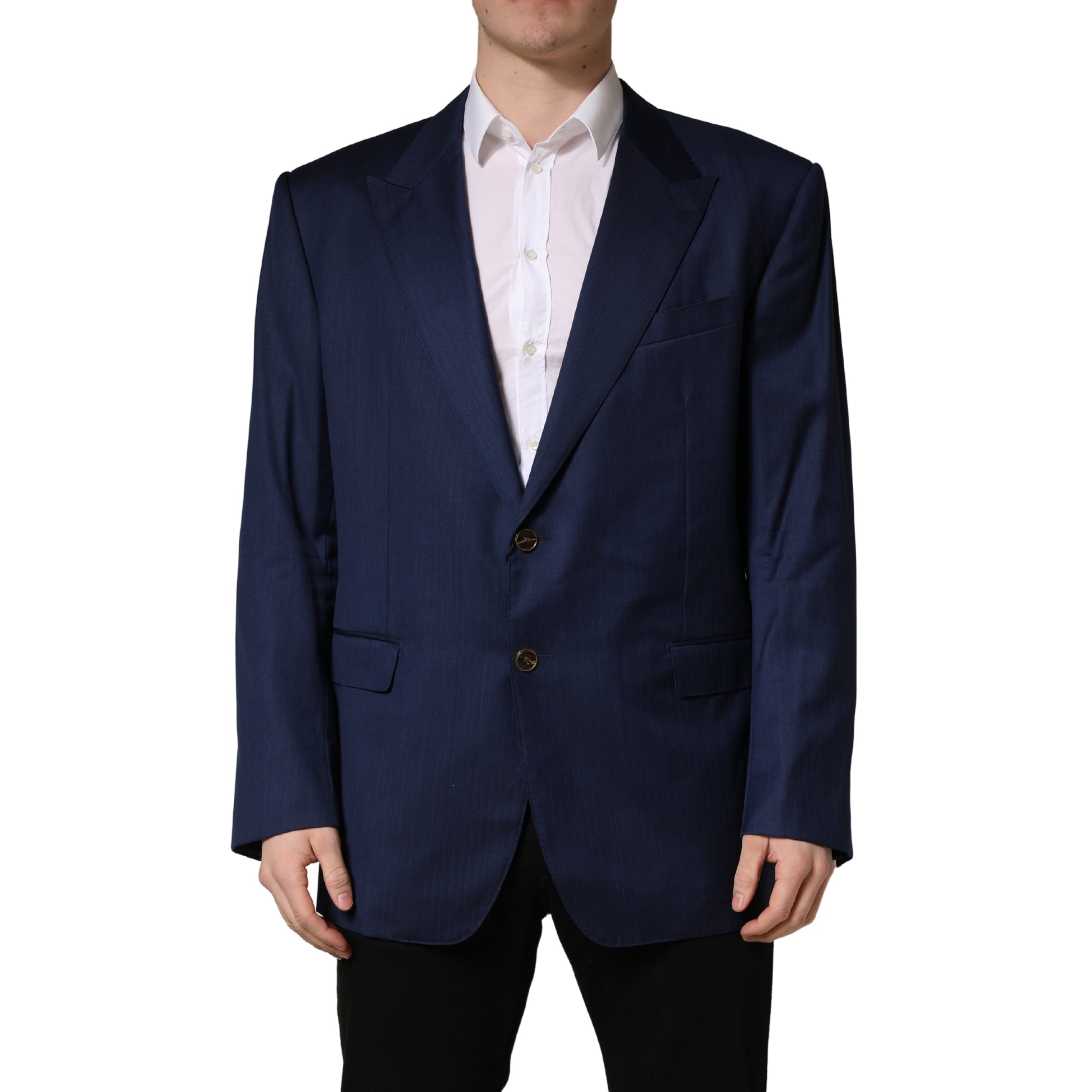 Blue Single Breasted 2 Button Suit Jacket - ventzia
